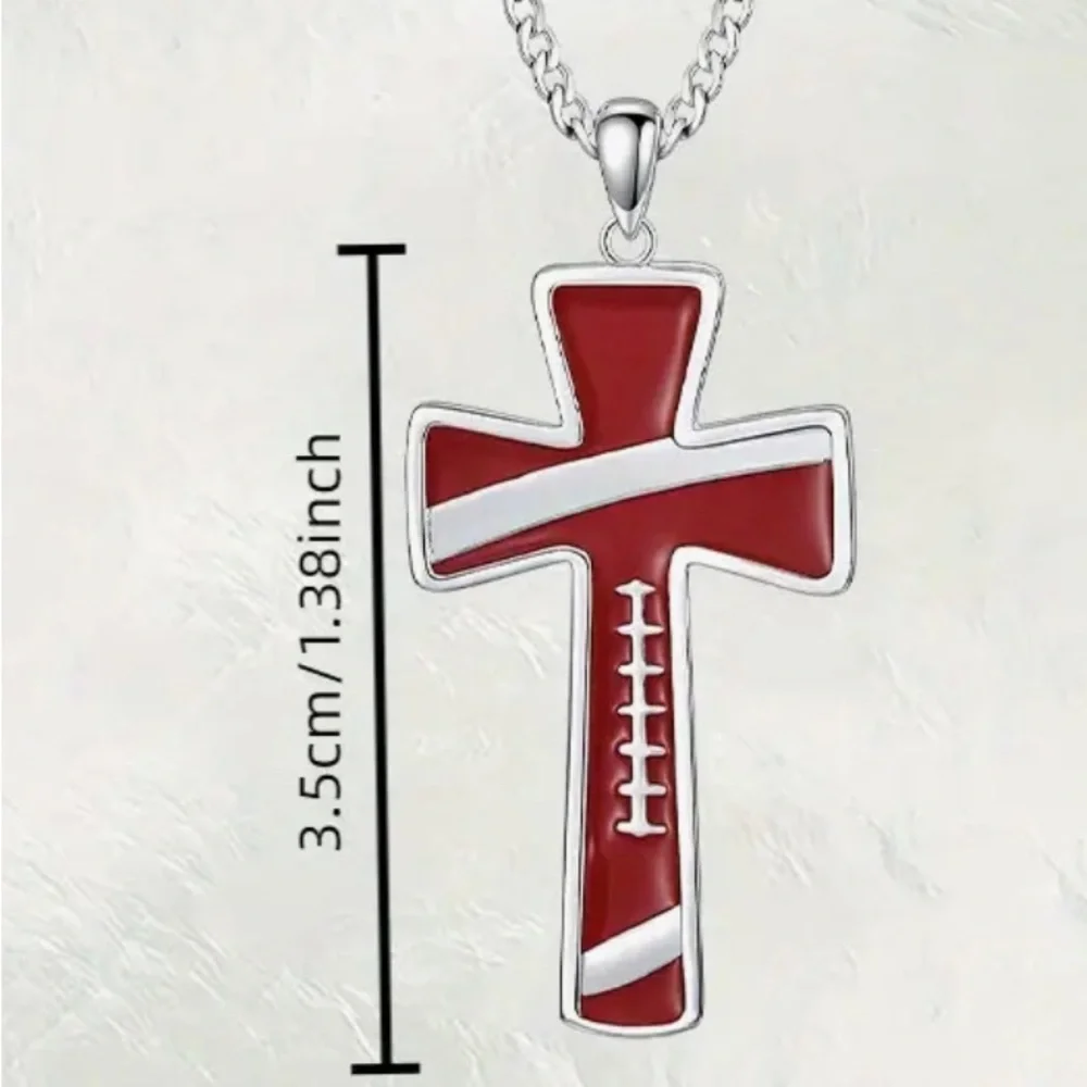 NWT football cross necklace boutique gift Christian